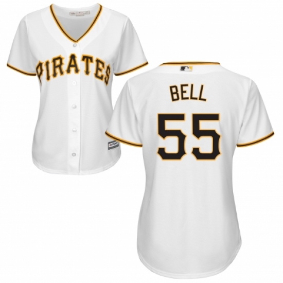 Women's Majestic Pittsburgh Pirates 55 Josh Bell Authentic White Home Cool Base MLB Jersey