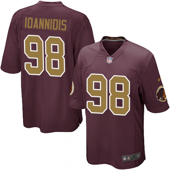 Women's Nike Washington Redskins 98 Matt Ioannidis Game Burgundy Red Gold Number Alternate 80TH Anniversary NFL Jersey