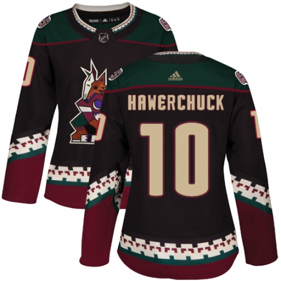 Women's Adidas Arizona Coyotes 10 Dale Hawerchuck Authentic Black Alternate NHL Jersey