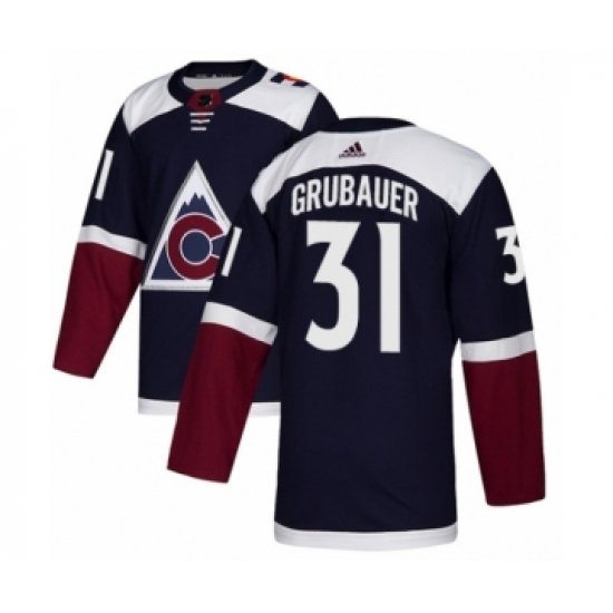 Men's Adidas Colorado Avalanche 31 Philipp Grubauer Premier Navy Blue Alternate NHL Jersey