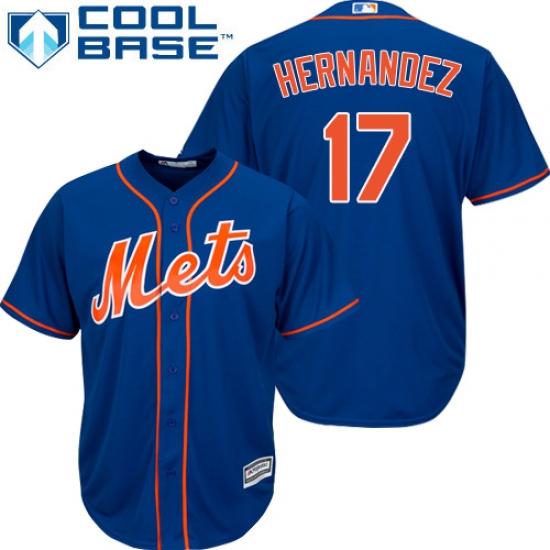 Youth Majestic New York Mets 17 Keith Hernandez Authentic Royal Blue Alternate Home Cool Base MLB Jersey