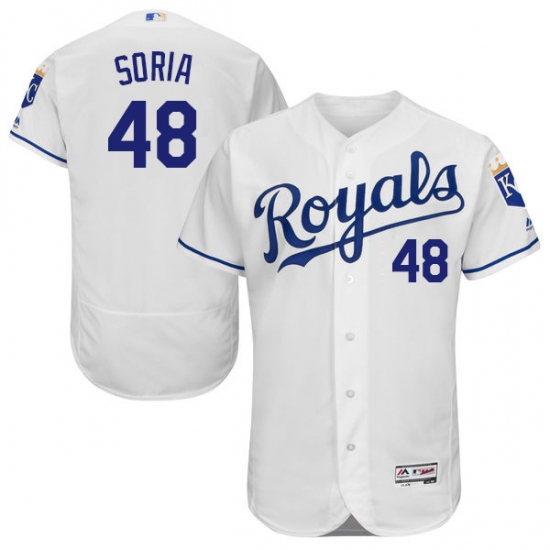 Men's Majestic Kansas City Royals 48 Joakim Soria White Flexbase Authentic Collection MLB Jersey