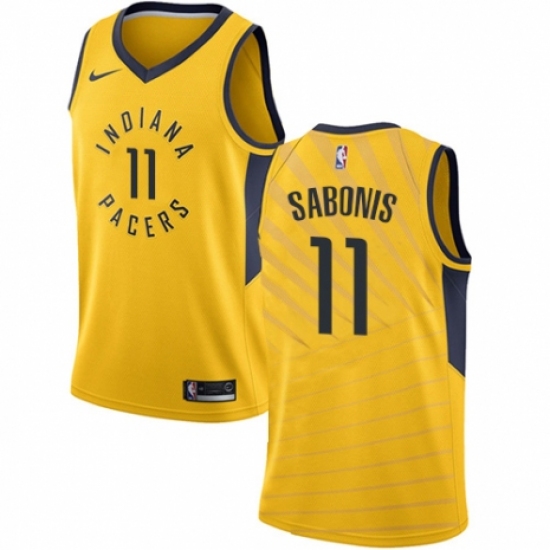 Men's Nike Indiana Pacers 11 Domantas Sabonis Swingman Gold NBA Jersey Statement Edition