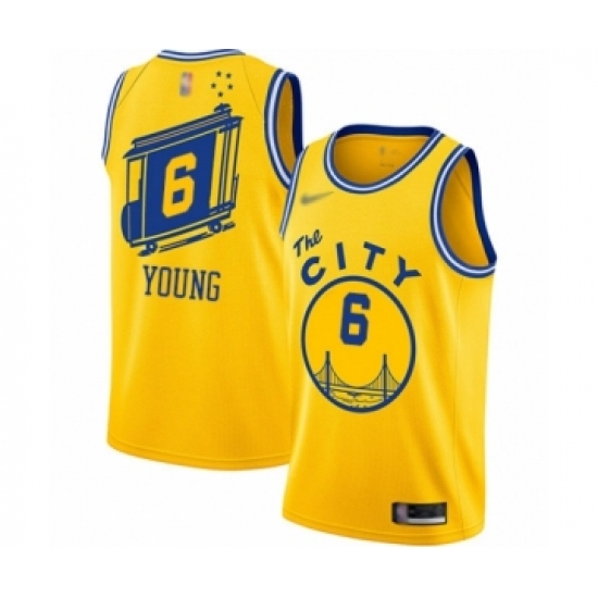 Men's Golden State Warriors 6 Nick Young Authentic Gold Hardwood Classics Basketball Jersey - The City Classic Edition