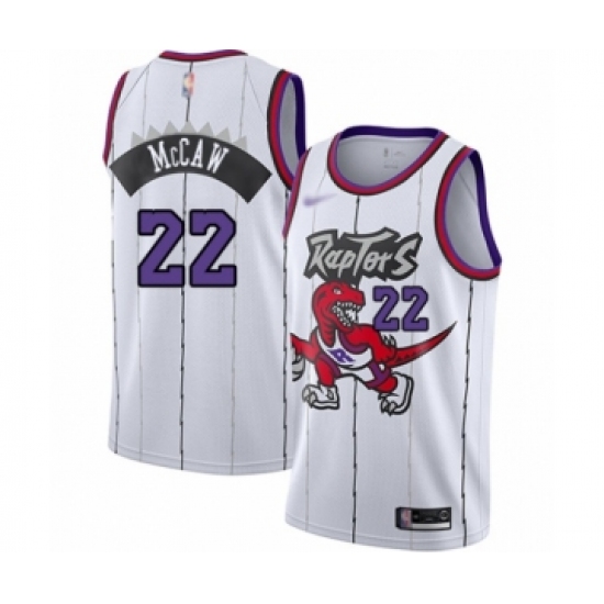 Men's Toronto Raptors 22 Patrick McCaw Authentic White Hardwood Classics Basketball Jersey