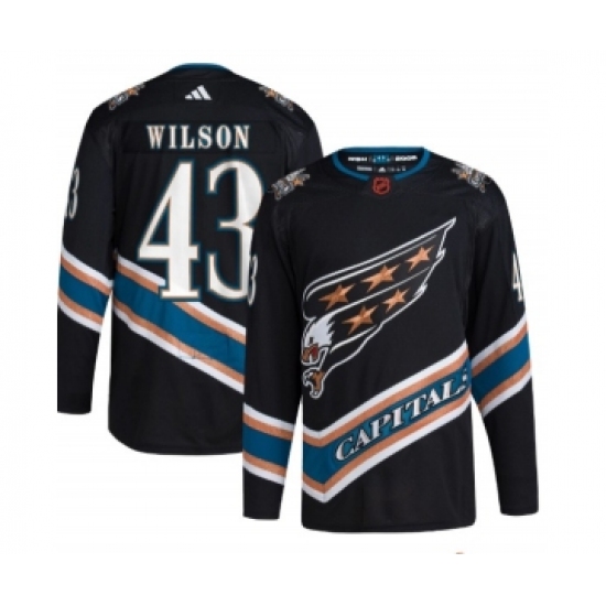 Men's Washington Capitals 43 Tom Wilson Black 2022-23 Reverse Retro Stitched Jersey