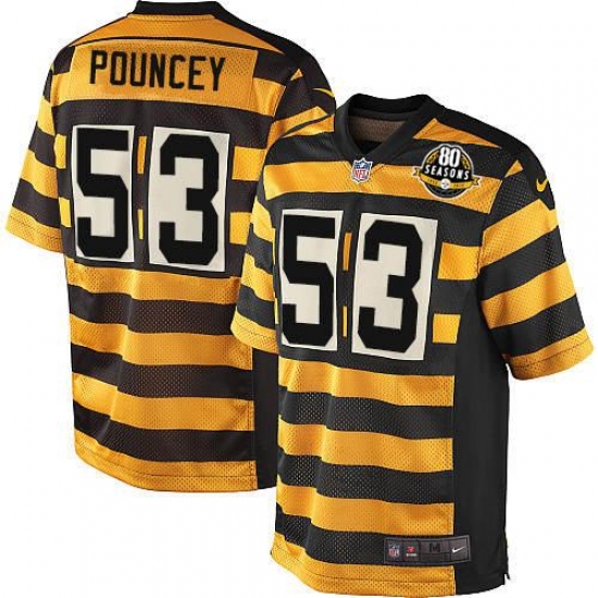 Men's Nike Pittsburgh Steelers 53 Maurkice Pouncey Elite Yellow/Black Alternate 80TH Anniversary Throwback NFL Jersey