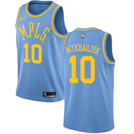 Men's Nike Los Angeles Lakers 10 Sviatoslav Mykhailiuk Swingman Blue Hardwood Classics NBA Jersey