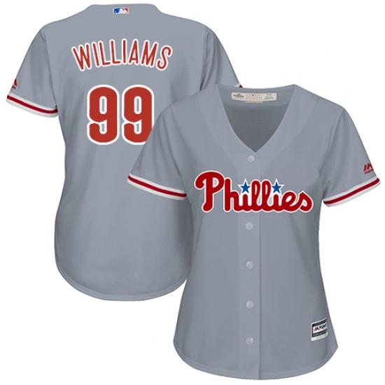 Women's Majestic Philadelphia Phillies 99 Mitch Williams Authentic Grey Road Cool Base MLB Jersey