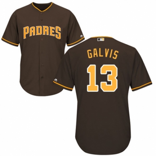 Men's Majestic San Diego Padres 13 Freddy Galvis Replica Brown Alternate Cool Base MLB Jersey