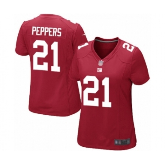 Women's New York Giants 21 Jabrill Peppers Game Red Alternate Football Jersey