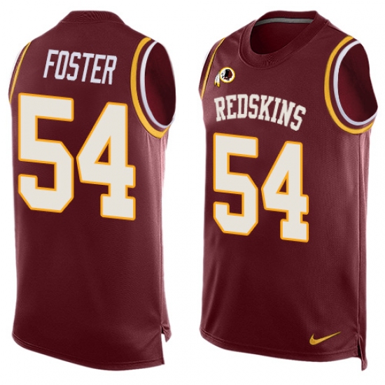 Men's Nike Washington Redskins 54 Mason Foster Limited Red Player Name & Number Tank Top NFL Jersey