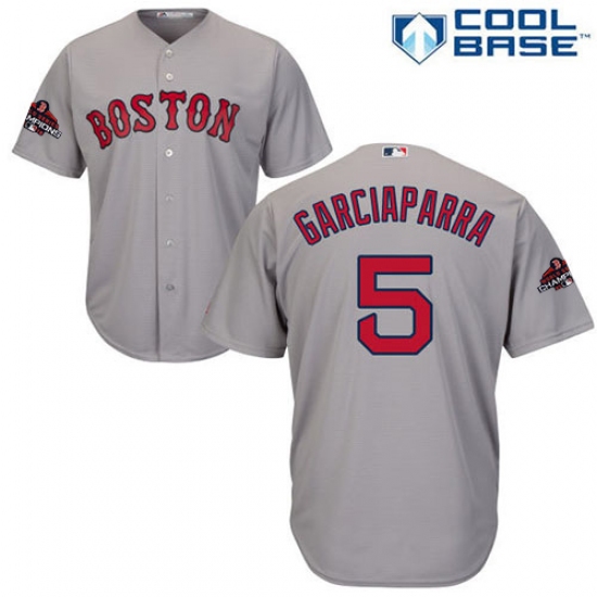 Youth Majestic Boston Red Sox 5 Nomar Garciaparra Authentic Grey Road Cool Base 2018 World Series Champions MLB Jersey