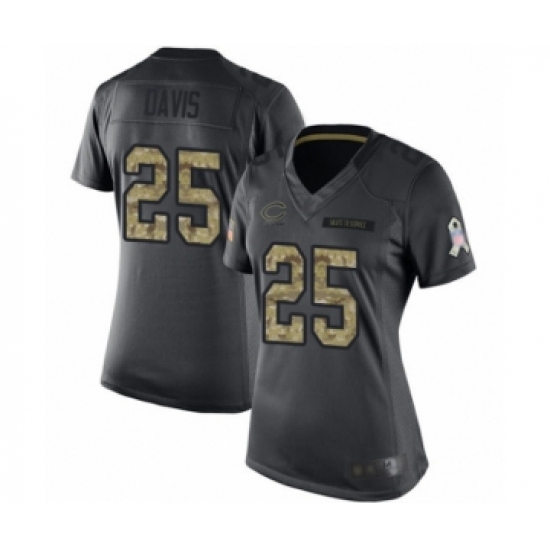 Women's Chicago Bears 25 Mike Davis Limited Black 2016 Salute to Service Football Jersey