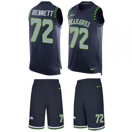 Men's Nike Seattle Seahawks 72 Michael Bennett Limited Steel Blue Tank Top Suit NFL Jersey