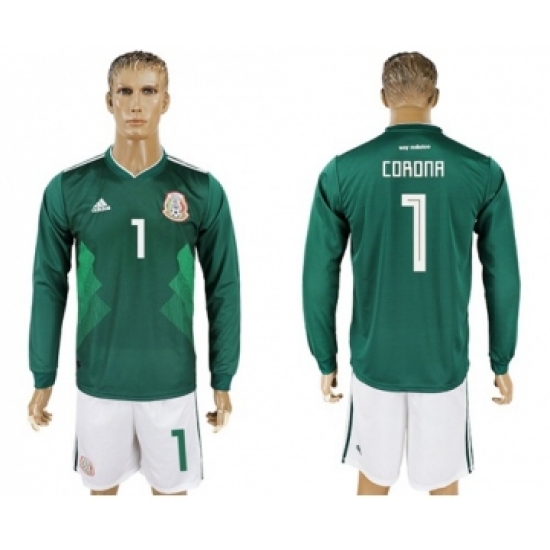 Mexico 1 Corona Home Long Sleeves Soccer Country Jersey