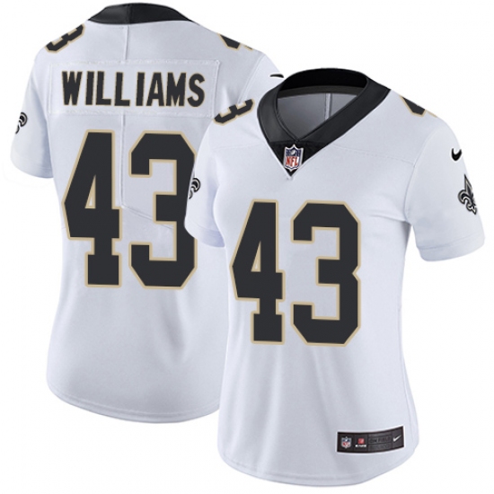 Women's Nike New Orleans Saints 43 Marcus Williams White Vapor Untouchable Limited Player NFL Jersey