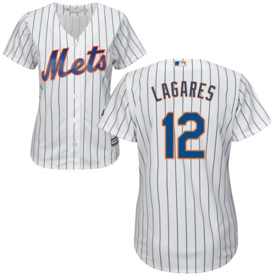 Women's Majestic New York Mets 12 Juan Lagares Replica White Home Cool Base MLB Jersey