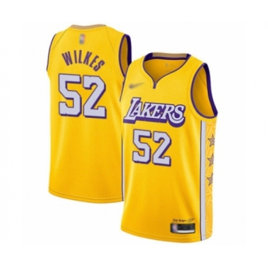 Men's Los Angeles Lakers 52 Jamaal Wilkes Swingman Gold 2019-20 City Edition Basketball Jersey