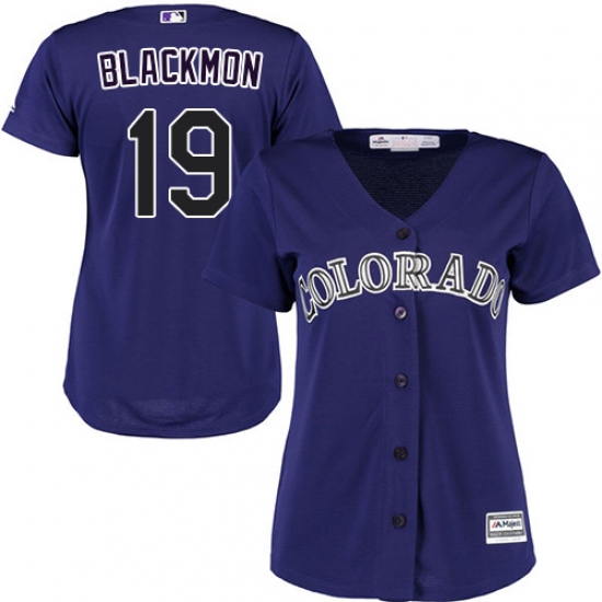 Women's Majestic Colorado Rockies 19 Charlie Blackmon Replica Purple Alternate 1 Cool Base MLB Jersey