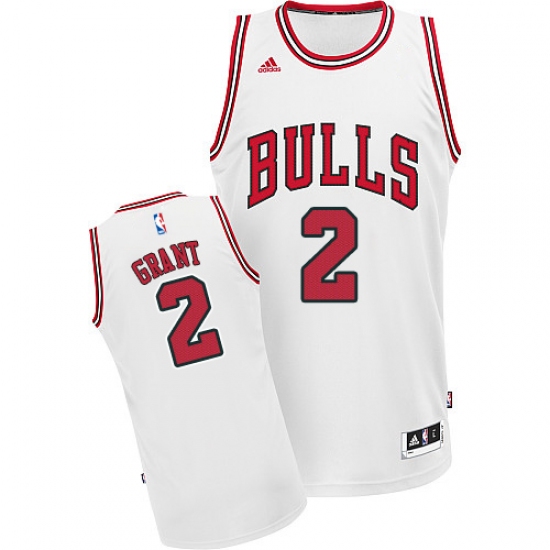 Men's Adidas Chicago Bulls 2 Jerian Grant Swingman White Home NBA Jersey