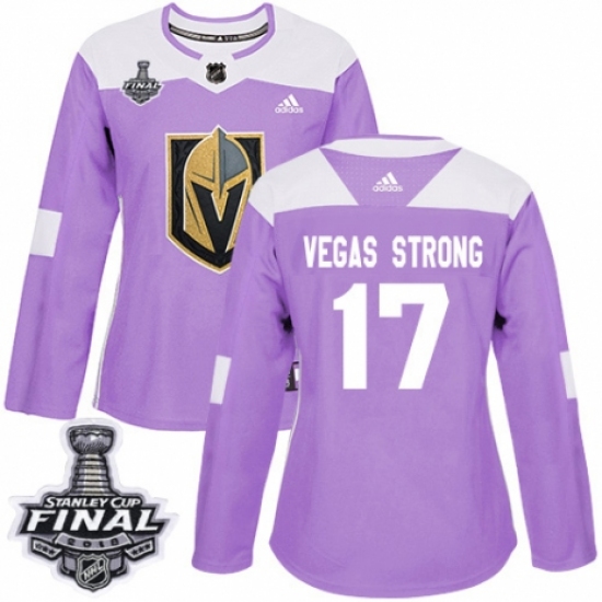 Women's Adidas Vegas Golden Knights 17 Vegas Strong Authentic Purple Fights Cancer Practice 2018 Stanley Cup Final NHL Jersey