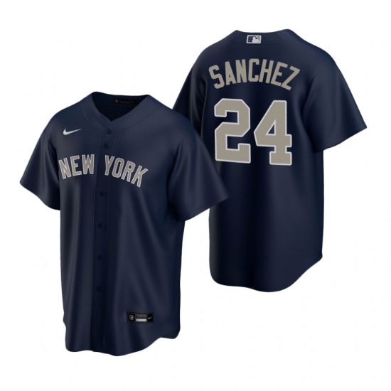 Men's Nike New York Yankees 24 Gary Sanchez Navy Alternate Stitched Baseball Jersey