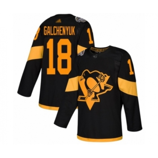 Women's Pittsburgh Penguins 18 Alex Galchenyuk Authentic Black 2019 Stadium Series Hockey Jersey