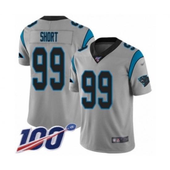 Youth Carolina Panthers 99 Kawann Short Silver Inverted Legend Limited 100th Season Football Jersey