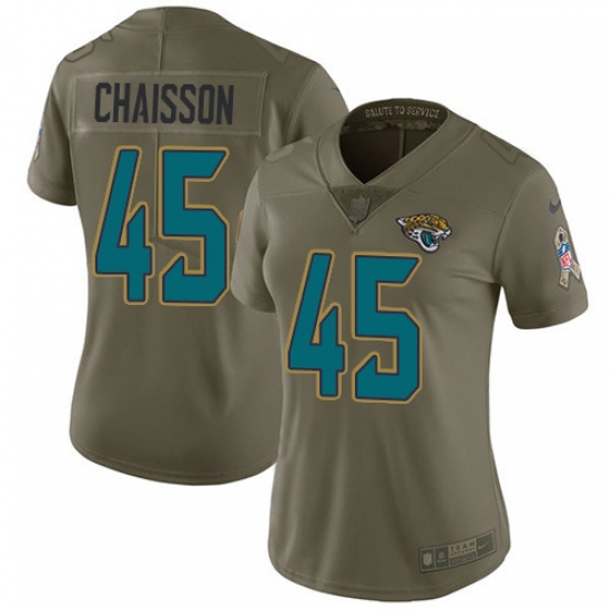 Women's Jacksonville Jaguars 45 K'Lavon Chaisson Olive Stitched NFL Limited 2017 Salute To Service Jersey