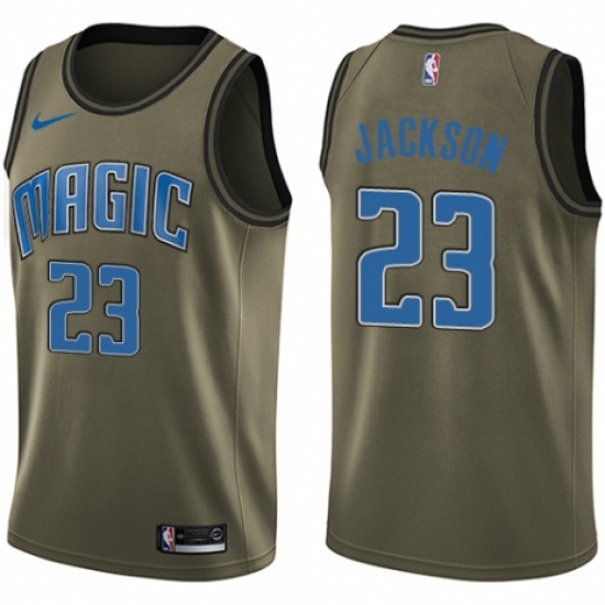 Youth Nike Orlando Magic 23 Justin Jackson Swingman Green Salute to Service NBA Jersey