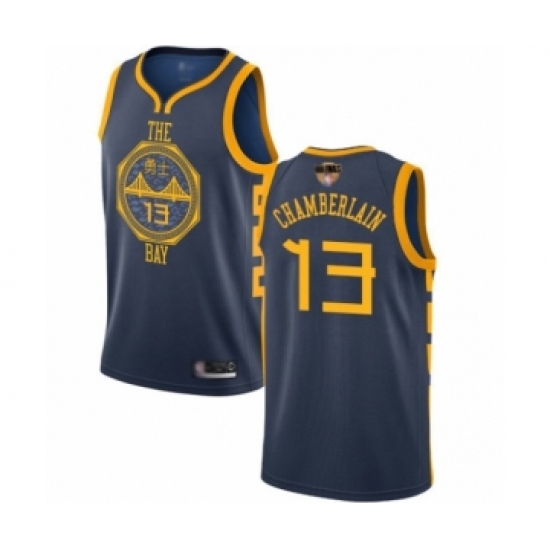 Men's Golden State Warriors 13 Wilt Chamberlain Swingman Navy Blue Basketball 2019 Basketball Finals Bound Jersey - City Edition