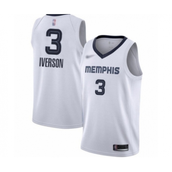 Women's Memphis Grizzlies 3 Allen Iverson Swingman White Finished Basketball Jersey - Association Edition