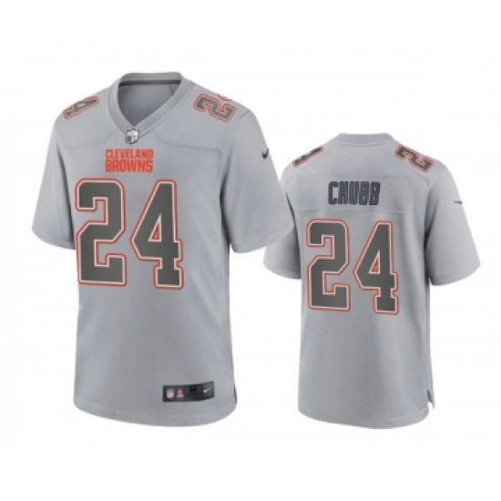 Men's Cleveland Browns 24 Nick Chubb Gray Atmosphere Fashion Stitched Game Jersey