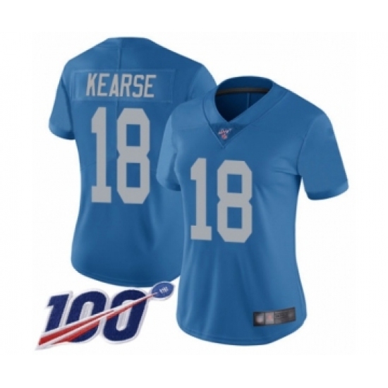 Women's Detroit Lions 18 Jermaine Kearse Blue Alternate Vapor Untouchable Limited Player 100th Season Football Jersey