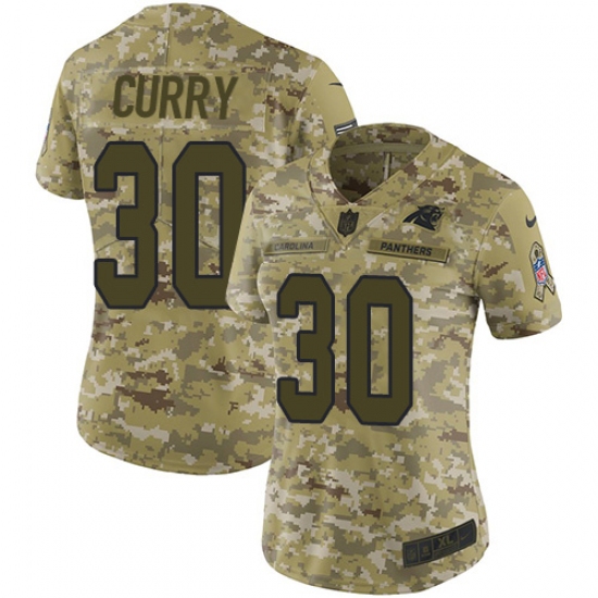 Women's Nike Carolina Panthers 30 Stephen Curry Limited Camo 2018 Salute to Service NFL Jersey