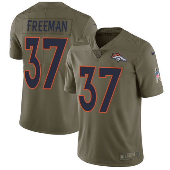 Youth Nike Denver Broncos 37 Royce Freeman Limited Olive 2017 Salute to Service NFL Jersey