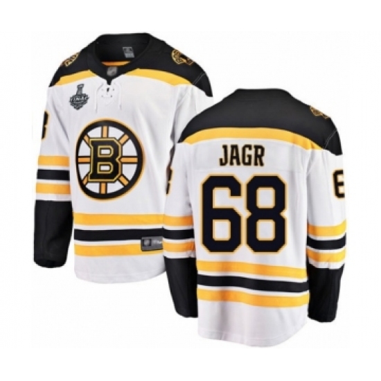 Men's Boston Bruins 68 Jaromir Jagr Authentic White Away Fanatics Branded Breakaway 2019 Stanley Cup Final Bound Hockey Jersey