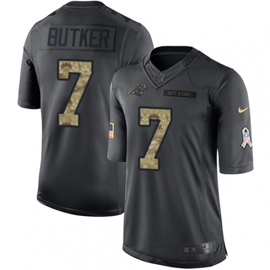 Men's Nike Carolina Panthers 7 Harrison Butker Limited Black 2016 Salute to Service NFL Jersey