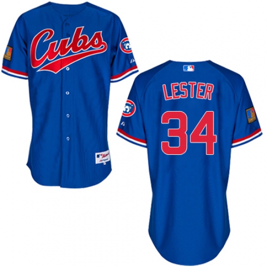 Men's Majestic Chicago Cubs 34 Jon Lester Replica Blue 1994 Turn Back The Clock MLB Jersey