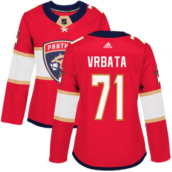 Women's Adidas Florida Panthers 71 Radim Vrbata Authentic Red Home NHL Jersey