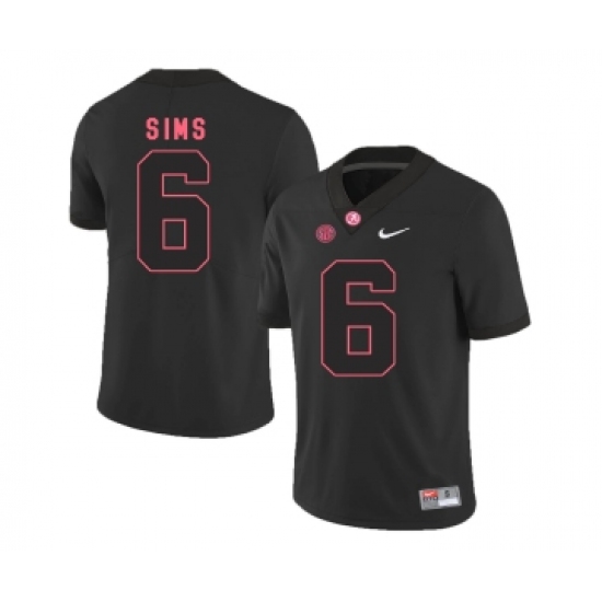 Alabama Crimson Tide 6 Blake Sims Black College Football Jersey