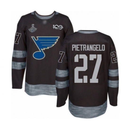 Men's St. Louis Blues 27 Alex Pietrangelo Authentic Black 1917-2017 100th Anniversary 2019 Stanley Cup Champions Hockey Jersey