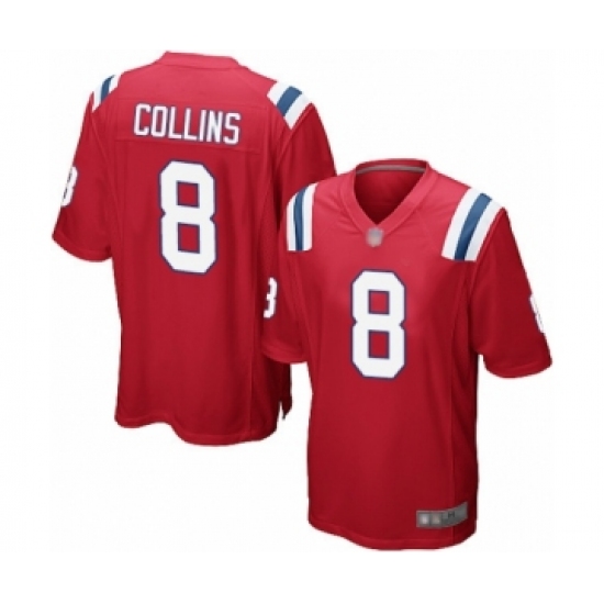 Men's New England Patriots 8 Jamie Collins Game Red Alternate Football Jersey