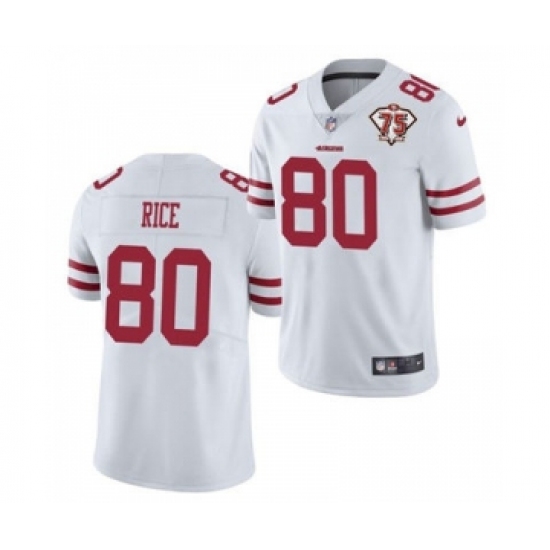 Men's San Francisco 49ers 80 Jerry Rice White 2021 75th Anniversary Vapor Untouchable Limited Jersey