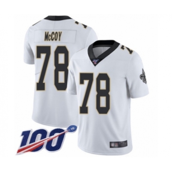 Men's New Orleans Saints 78 Erik McCoy White Vapor Untouchable Limited Player 100th Season Football Jersey