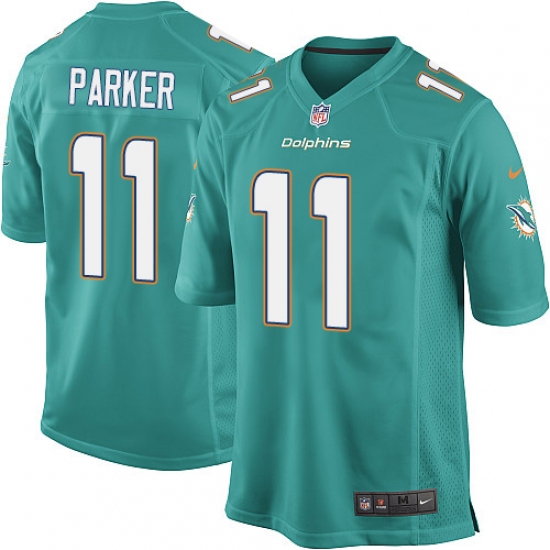 Men's Nike Miami Dolphins 11 DeVante Parker Game Aqua Green Team Color NFL Jersey