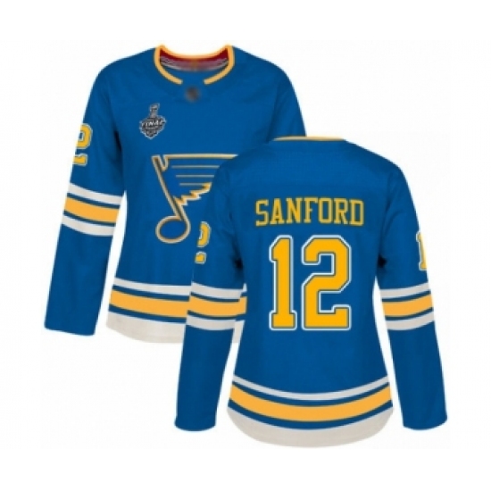 Women's St. Louis Blues 12 Zach Sanford Authentic Navy Blue Alternate 2019 Stanley Cup Final Bound Hockey Jersey