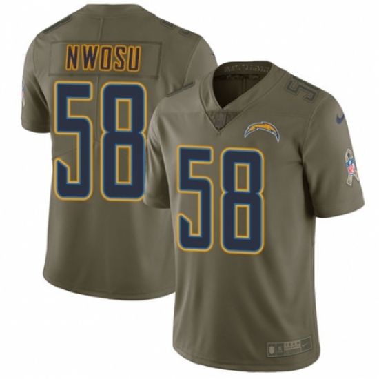 Men's Nike Los Angeles Chargers 58 Uchenna Nwosu Limited Olive 2017 Salute to Service NFL Jersey