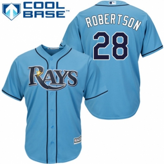 Men's Majestic Tampa Bay Rays 28 Daniel Robertson Replica Light Blue Alternate 2 Cool Base MLB Jersey